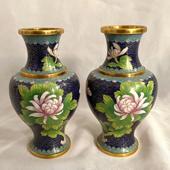 中国製ヴィンテージ七宝花瓶（816g） - Etsy 日本