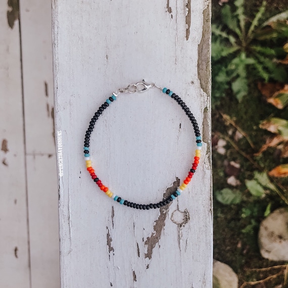 WESTERN SUNSET BRACELET Beaded Boho western Bracelet Black Blue