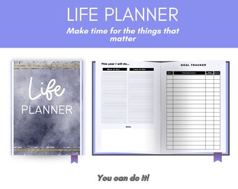 Life Planner | Daily, Weekly, Monthly To-Do List | Goal Tracker | Urgent Task List | Password Keeper | Printable PDF Files US Letter, A4, A5