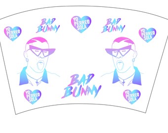Bad Bunny Easter Cup Wrap SVG Presized per 24oz Cold Cup, Bad Bunny Easter Svg, Bad Bunny Svg, Easter Svg, Silhouette Cricut Cut Files Svg