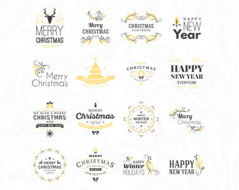Pacchetto oro natalizio, buon Natale e felice anno nuovo SVG PNG PDF file Jpeg, camicia regalo di Natale Svg, giallo Natale Svg, inverno Svg