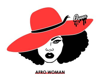 Afro Woman SVG, Afro Girl SVG, Afro Queen SVG, Black Queen Svg, Afro Lady, Curly Hair Svg, Black Woman, For Cricut, For Silhouette, Cut File
