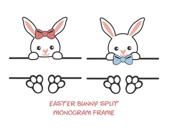 Osterhase Split Monogramm Rahmen, Oster svg, Osterkorb, Oster svg Kinder, Oster svg Dateien für Cricut, Happy Easter Svg, Ostergeschenke