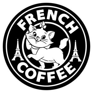 French Coffee Starbucks Cup Svg, Coffee Logo Svg, Stitch SVG, French Svg, French Coffee Cat Starbucks Cup Svg, Cat Cup Cricut Silhouette Svg