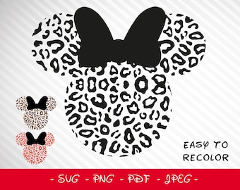 Topolino leopardo SVG, Minnie leopardo SVG, Topolino e Minnie leopardo SVG, Minnie leopardo, Minnie leopardo SVG, Orecchie di Topolino SVG