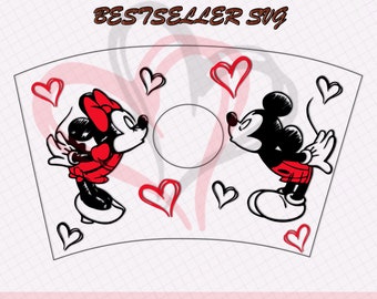 Mickey Minnie Mouse Love Mug, Disney Couple Kissing Cup, Cute Heart Coffee Mug, Romantic Gift, Starbucks Style Mug, Custom Mug