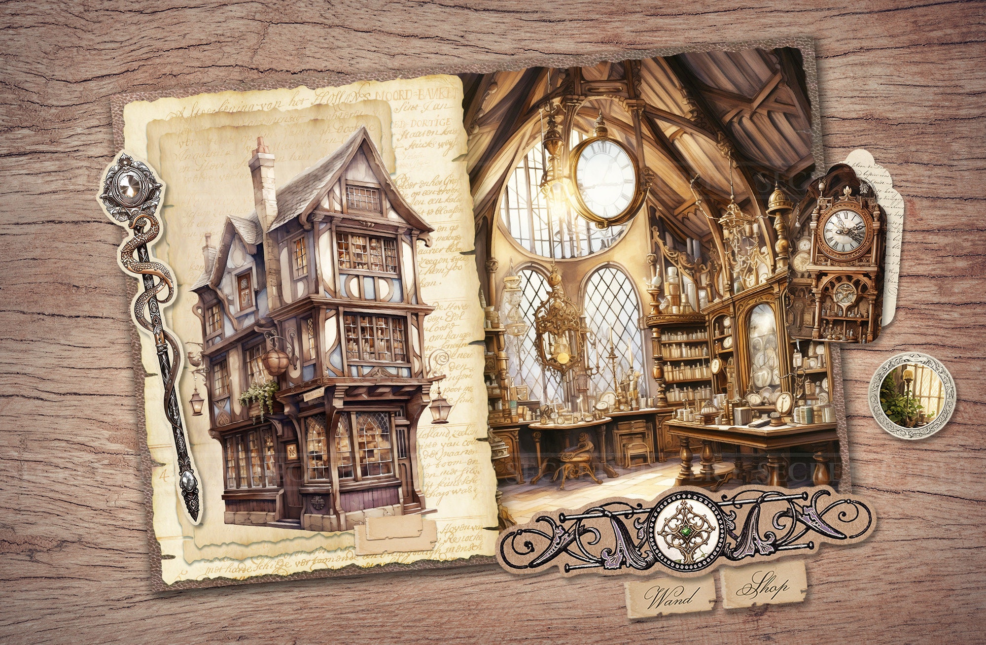 The Old Wand Shop Junk Journal Kit (printable JPG Pages With Ephemera ...
