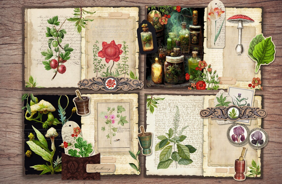 Apothecary Junk Journal Kit (printable JPG Pages With Ephemera, Cover ...
