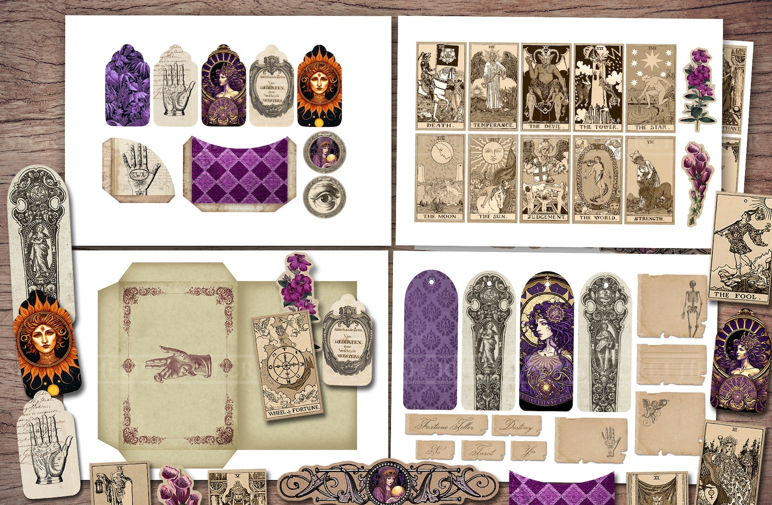 Fortune Teller Junk Journal Kit (printable JPG Pages With Ephemera ...