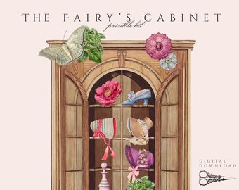 Printable Fairy's Cabinet Kit (JPG Sheets), DIY Cabinet of Curiosities, Fairy Cupboard, Ephemera, Digital Download for Fairy Junk Journal