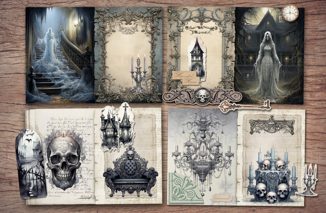 Haunted House Junk Journal Kit (printable JPG Pages With Ephemera, Tags ...