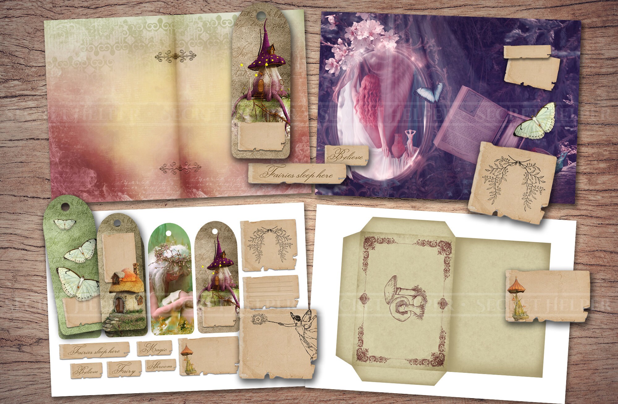 Fairy Junk Journal Kit, (printable JPG Pages With Ephemera, Cover ...