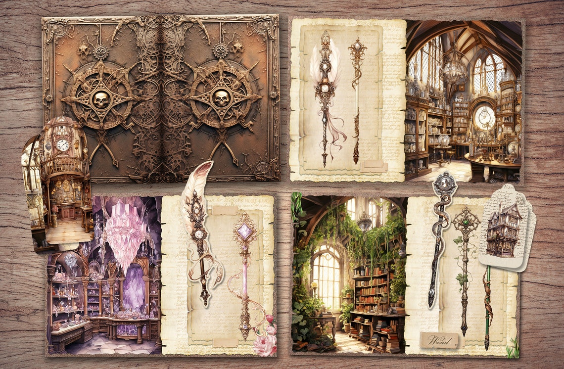 The Old Wand Shop Junk Journal Kit (printable JPG Pages With Ephemera ...