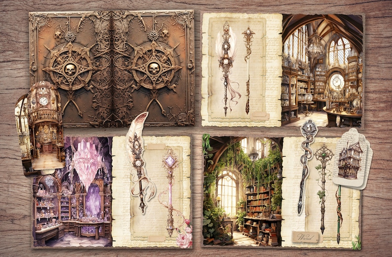 The Old Wand Shop Junk Journal Kit (printable JPG Pages With Ephemera ...