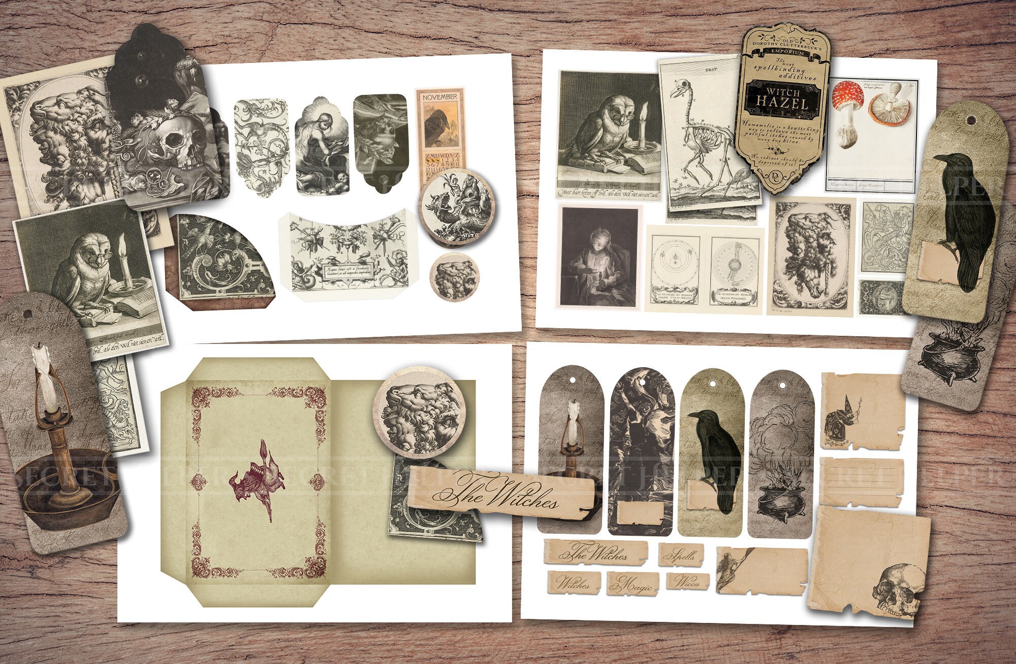 Witch Junk Journal Kit (printable JPG Pages With Ephemera, Cover, Tags ...