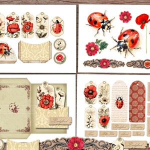 Ladybird Junk Journal Kit (printable JPG Pages With Ephemera, Tags ...