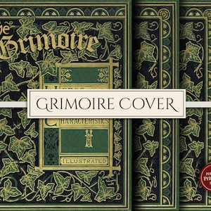 Printable Green Witch Grimoire Cover (PDF & JPG), for Spellbooks, Book of Shadows, Old Herb Spell Book Kit, Instant Digital Download