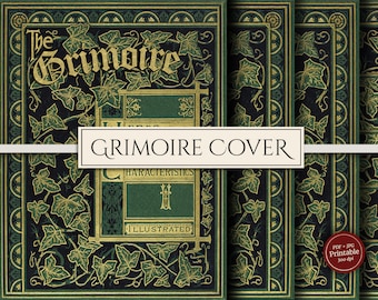 Printable Green Witch Grimoire Cover (PDF & JPG), for Spellbooks, Book of Shadows, Old Herb Spell Book Kit, Instant Digital Download