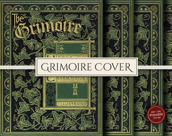 Printable Green Witch Grimoire Cover (PDF & JPG), for Spellbooks, Book of Shadows, Old Herb Spell Book Kit, Instant Digital Download