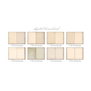 May include: Eight digital images of old lined paper, each image is a spread of two pages. The images are labeled 1 through 8.