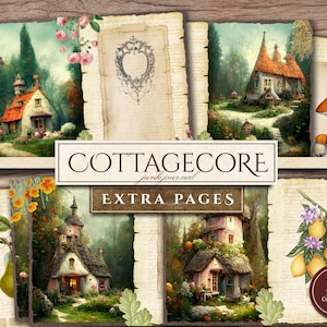 Papier numérique Cottagecore (en JPG), pages imprimables pour la campagne, la nature, la campagne, journal de la camelote Cottage Core, complément, téléchargement numérique