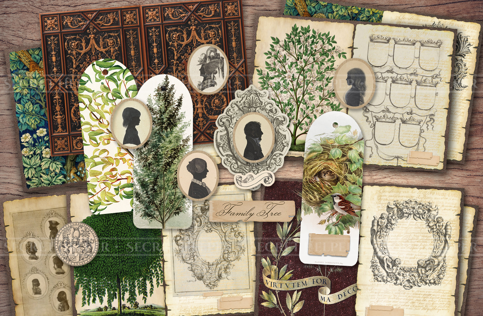 Family History Junk Journal Kit printable JPG Pages With Etsy