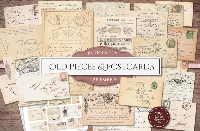 Vintage Ephemera: Aged Envelopes, Postcards, Ledgers (digital Download ...