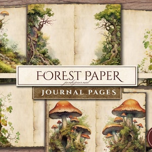 Forest Junk Journal Paper (in JPG), Bomen, mos, Natuur Digitaal papier, Afdrukbare ongewenste dagboekpagina's, Digitale download