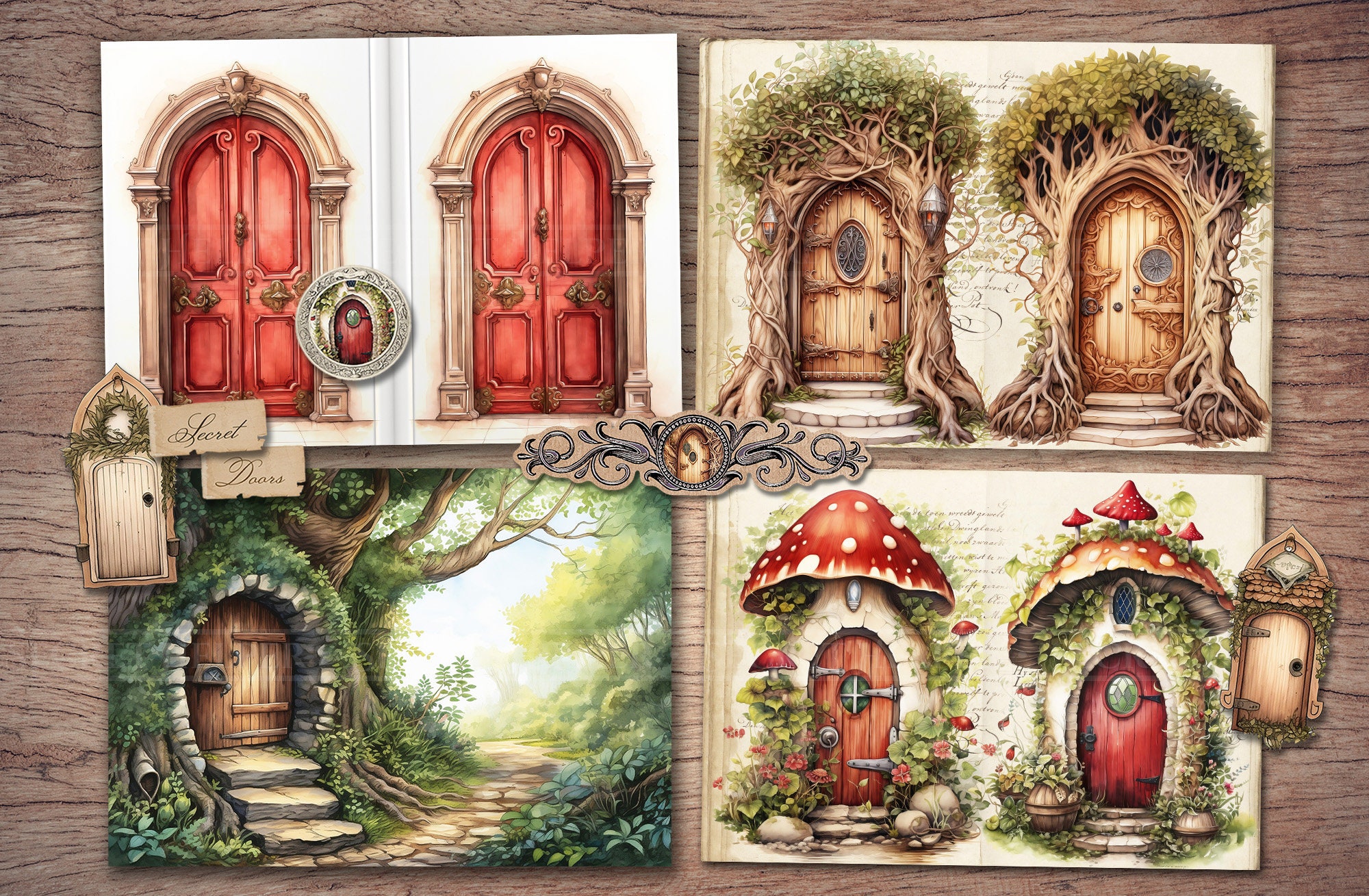 Secret Doors Junk Journal Kit: Printable Ephemera, Inside Pages, Fussy ...