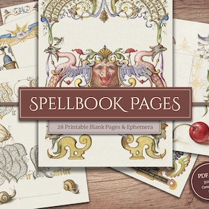 Zauberbuch Seiten (28 Seiten & Ephemera) für Grimoire, Buch der Schatten, Witch Junk Journal, Spell Book Kit, Instant Digital Download