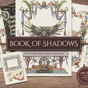 Livro de Sombras para Imprimir (28 Páginas e Efêmeras), para Grimório, Magia Antiga, Livro de Feitiços, Kit de Livro de Feitiços de Bruxa, Bruxa Negra, Download Digital