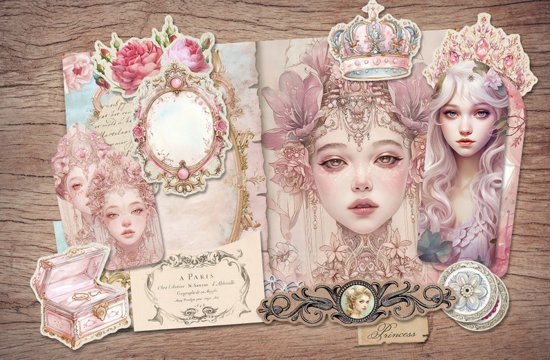 Princess Junk Journal Kit (printable JPG Pages With Ephemera, Tags ...