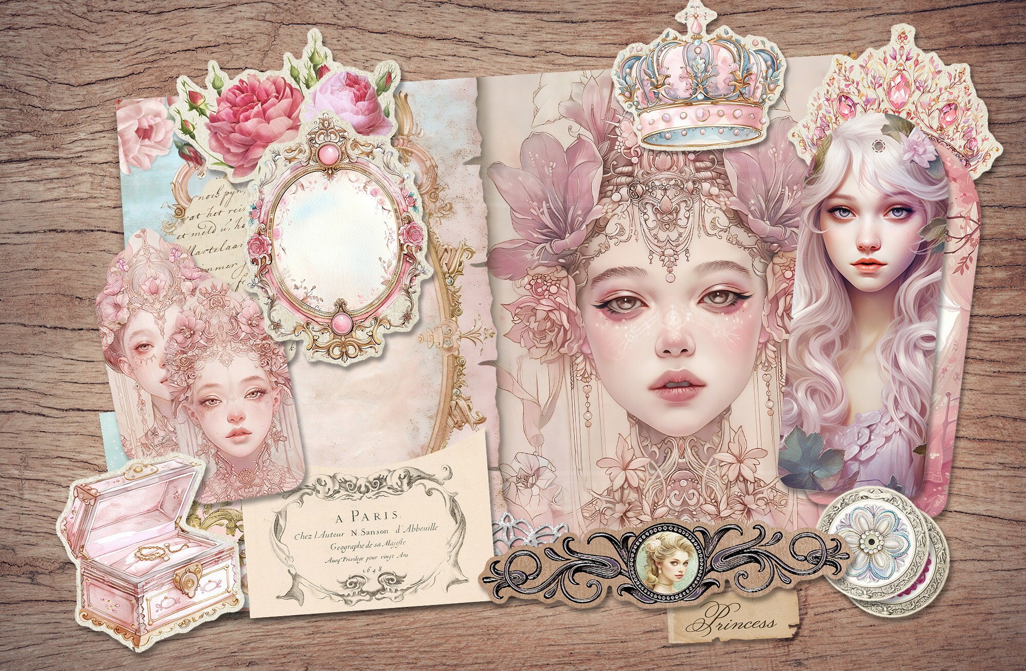 Princess Junk Journal Kit (printable JPG Pages With Ephemera, Tags ...