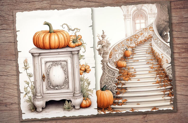 Pumpkin Junk Journal Kit (printable JPG Pages With Ephemera, Tags ...