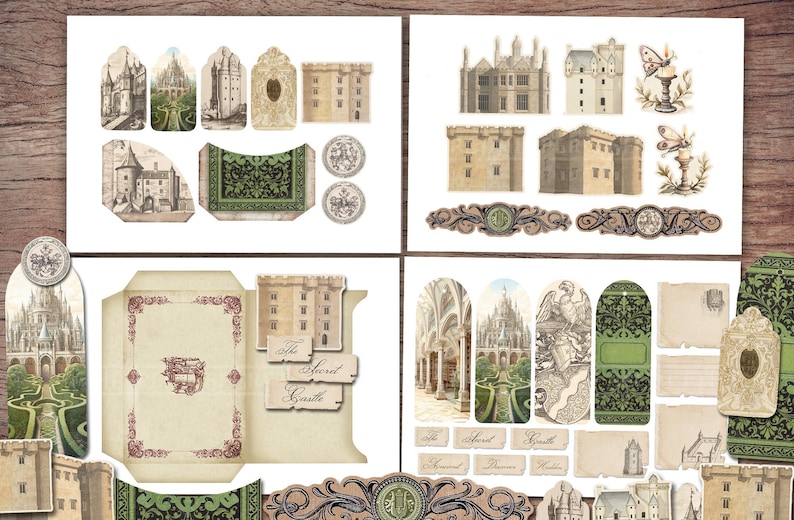 Secret Castle Junk Journal Kit: Inside Pages, Cover, Ephemera, Tags ...