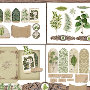 Botanical Junk Journal Kit (printable JPG Pages With Ephemera, Cover ...