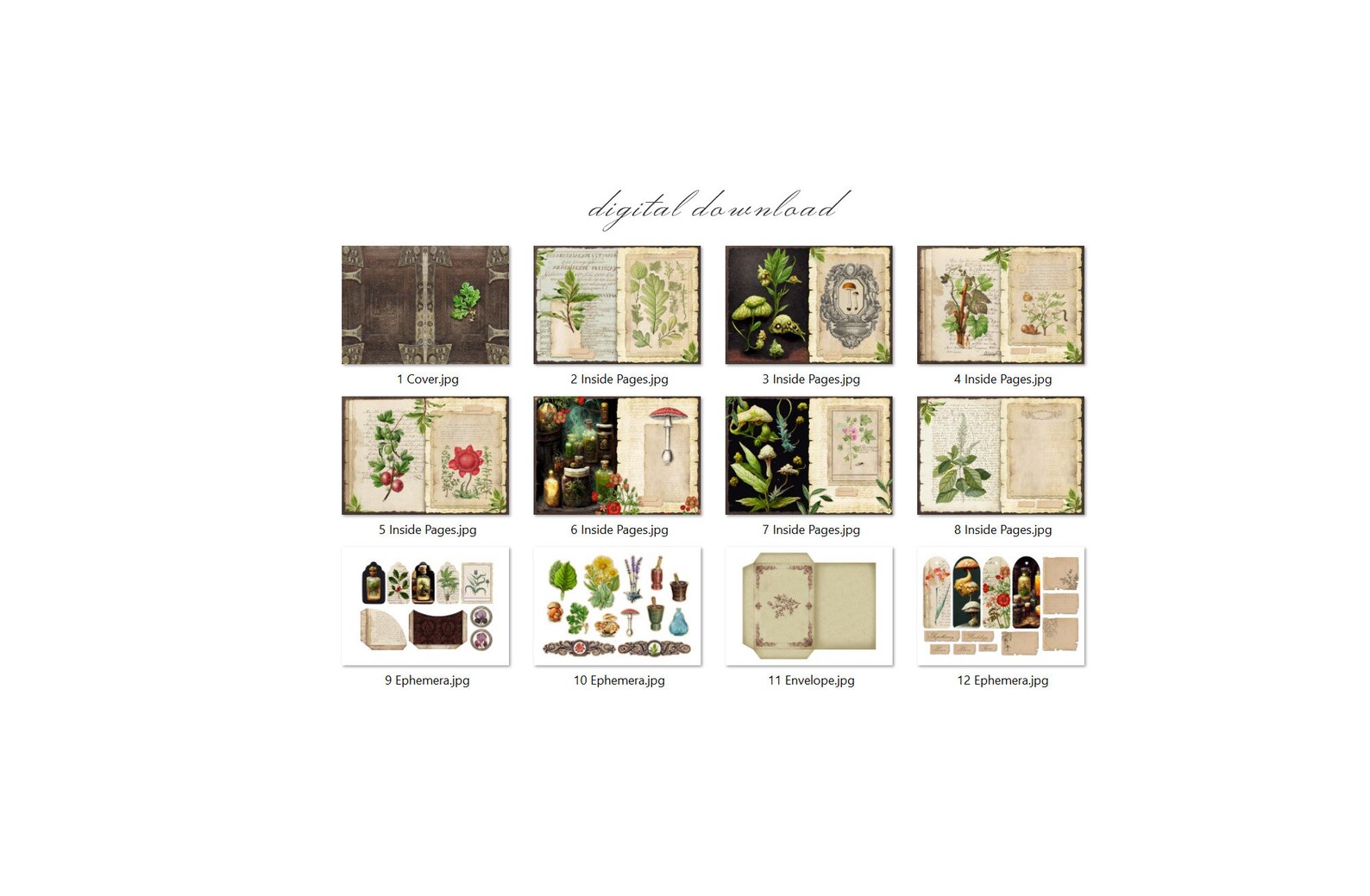 Apothecary Junk Journal Kit (printable JPG Pages With Ephemera, Cover ...