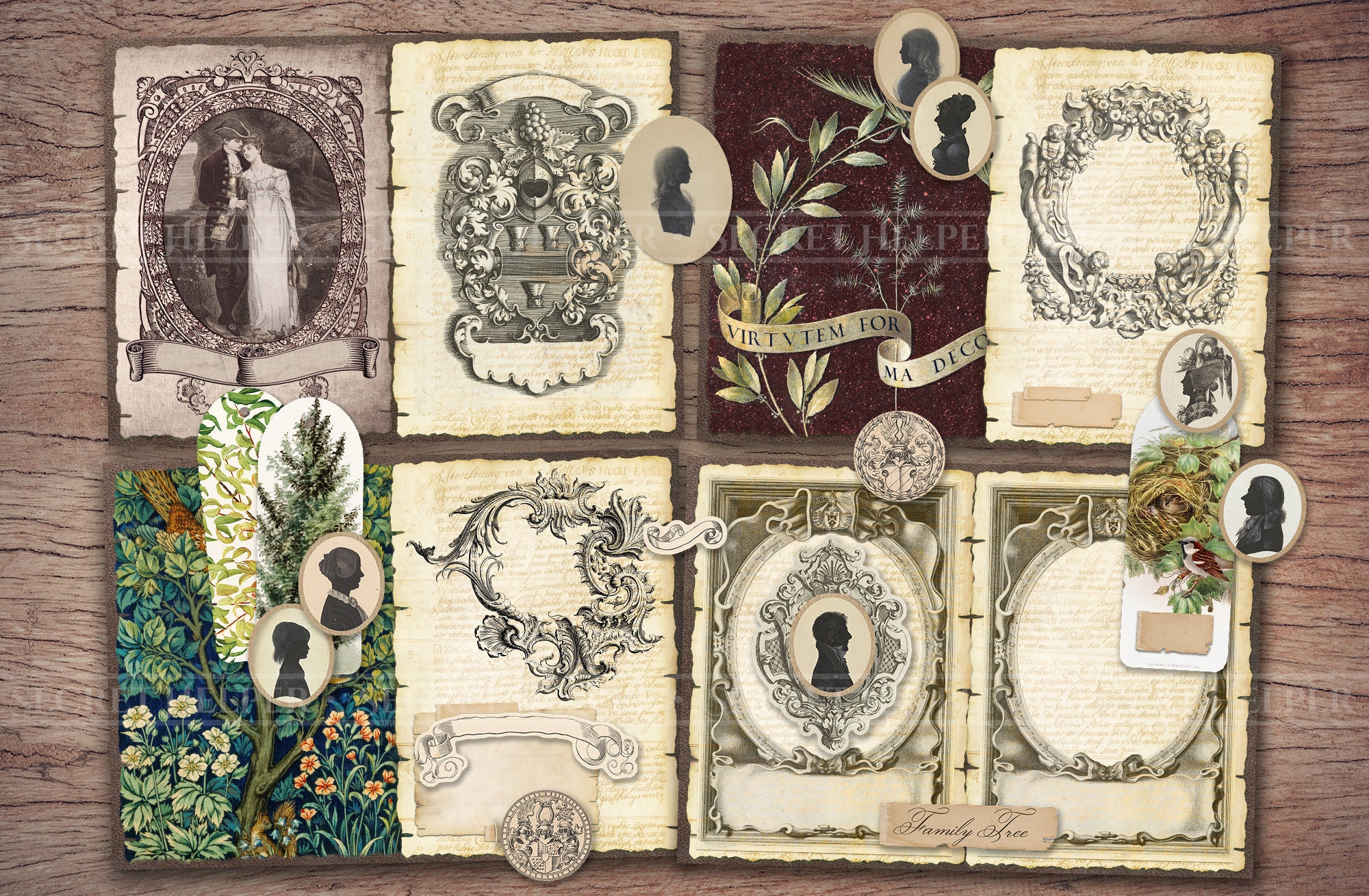 Family History Junk Journal Kit printable JPG Pages With Etsy