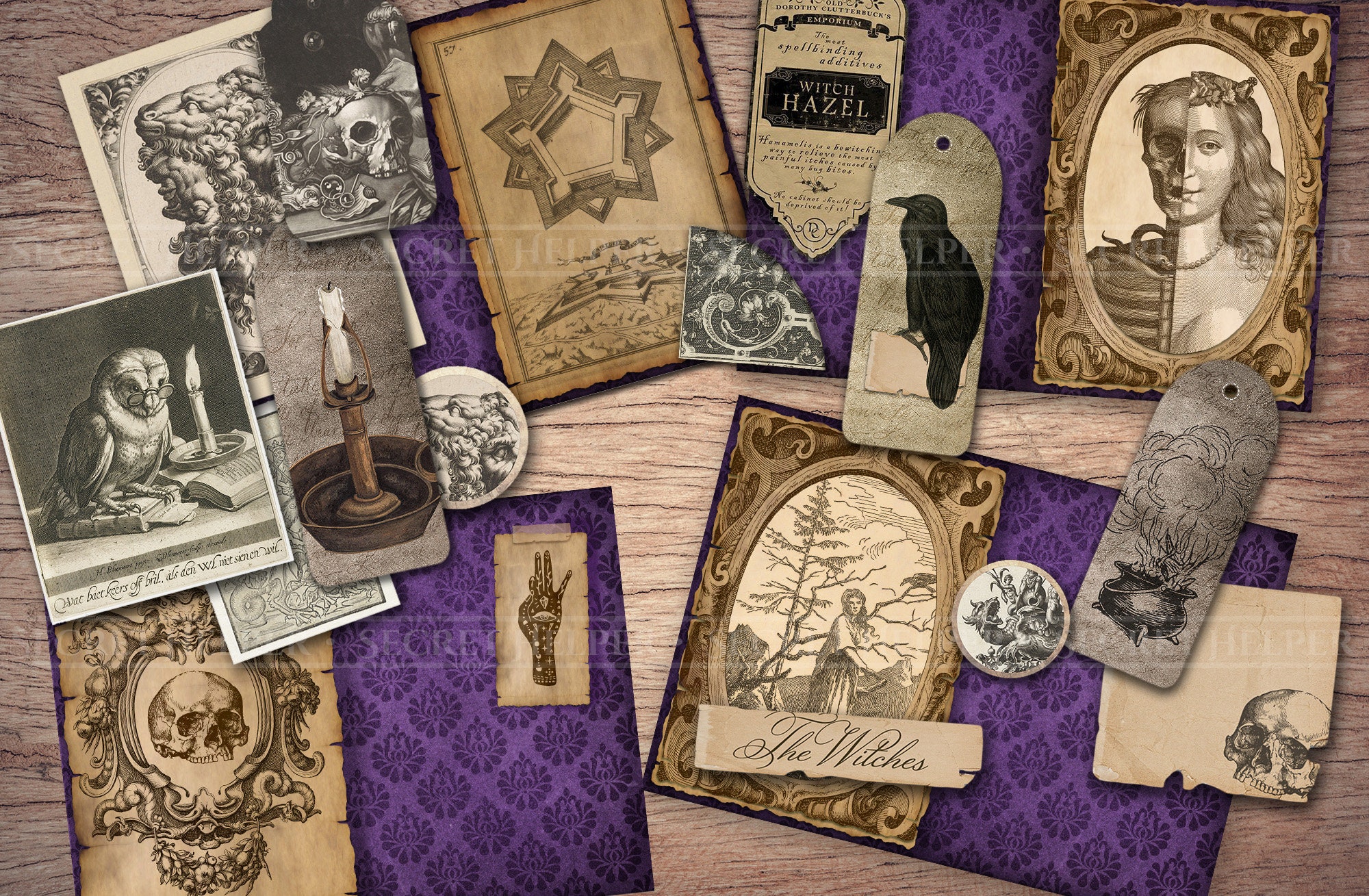 Witch Junk Journal Kit (printable JPG Pages With Ephemera, Cover, Tags ...