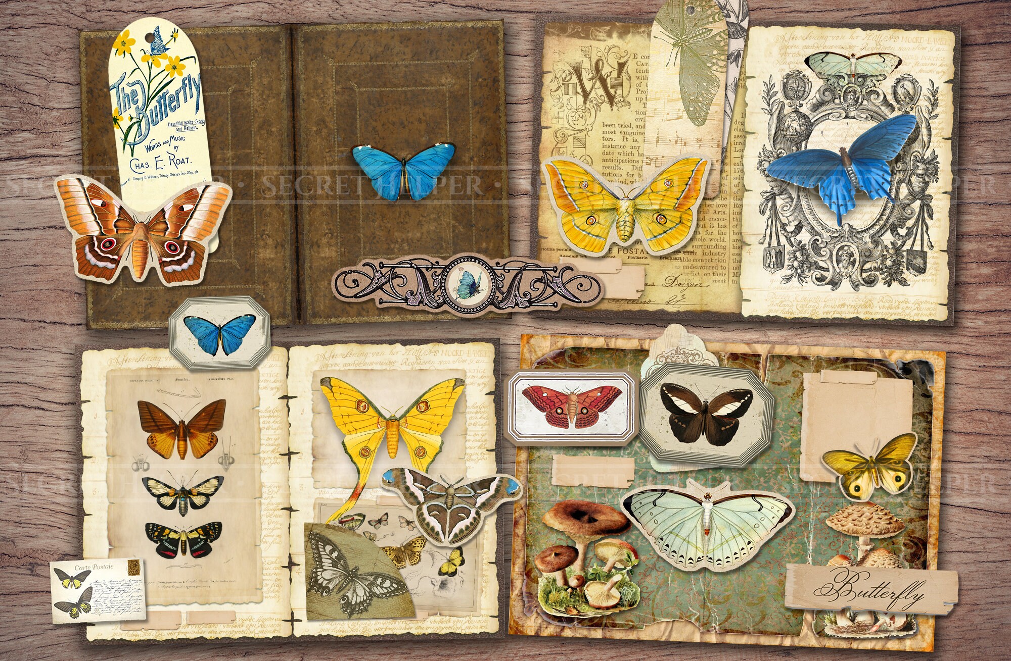 Butterfly Junk Journal Kit printable JPG Pages With Ephemera - Etsy ...