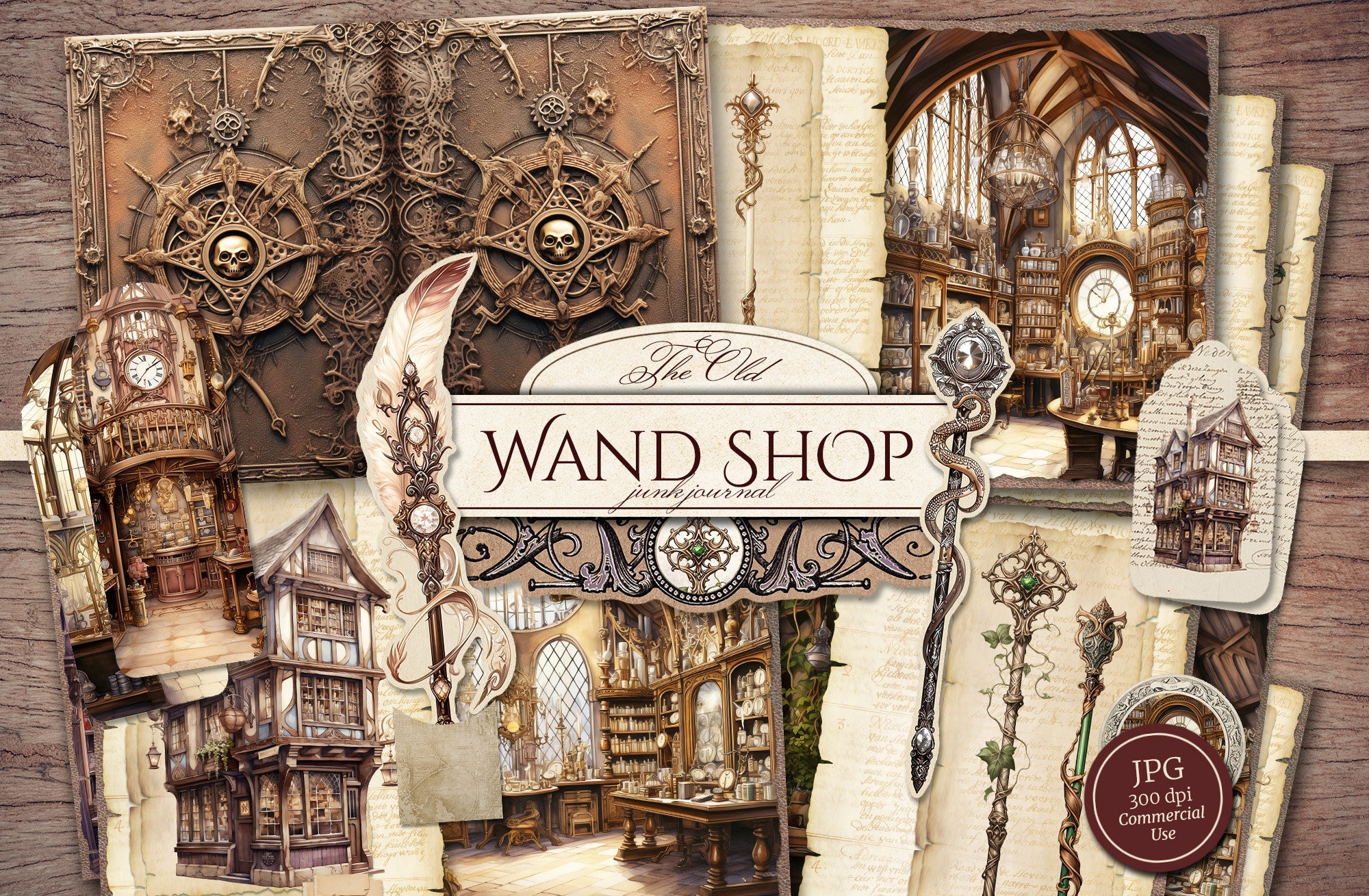 The Old Wand Shop Junk Journal Kit (printable JPG Pages With Ephemera ...