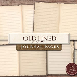 Vieux papier ligné (en JPG), pages imprimables pour écrire et tenir un journal, paquet de papier vieilli, fournitures de journal indésirable extra vierge, téléchargement numérique