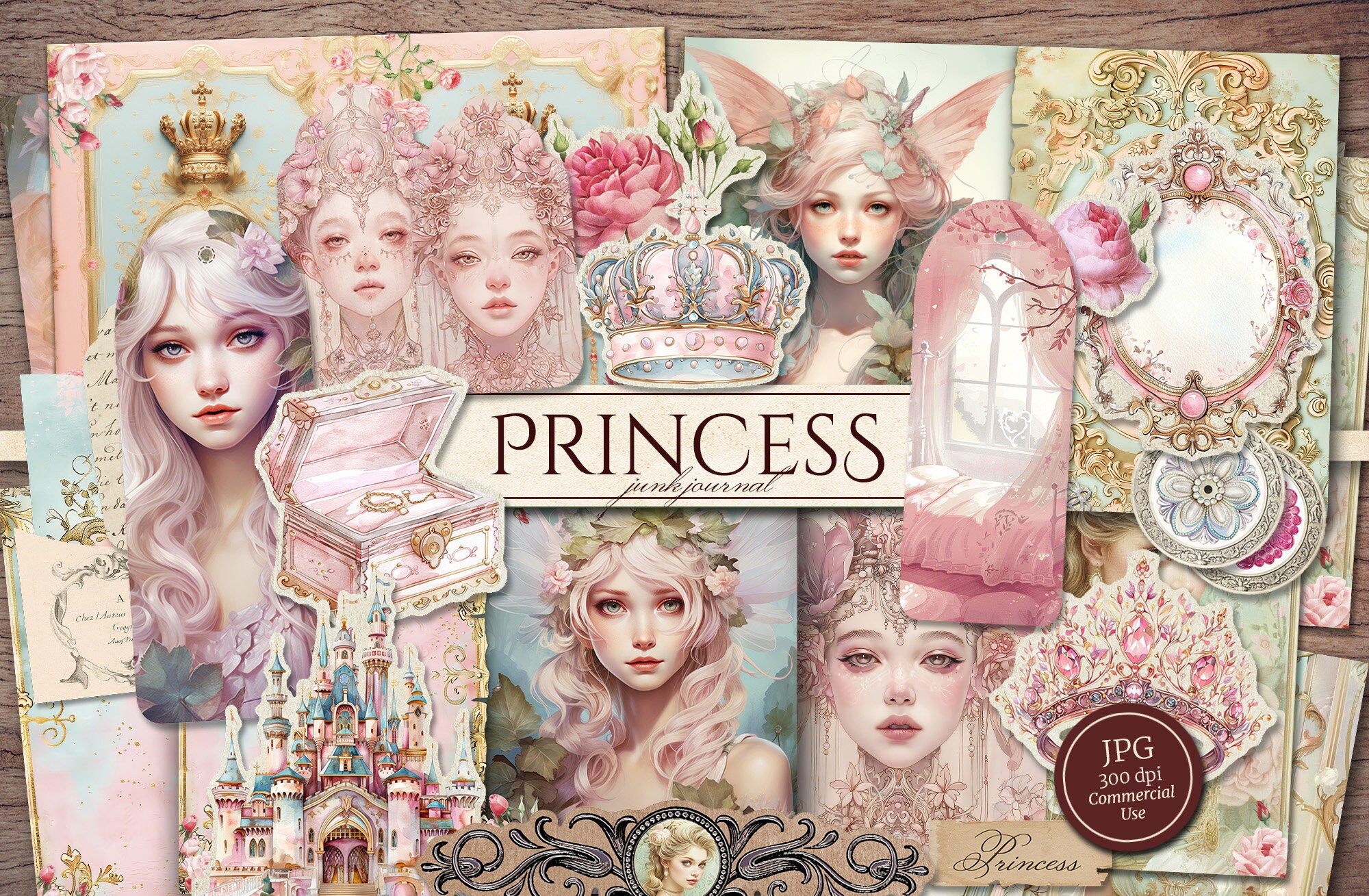 Princess Junk Journal Kit (printable JPG Pages With Ephemera, Tags ...