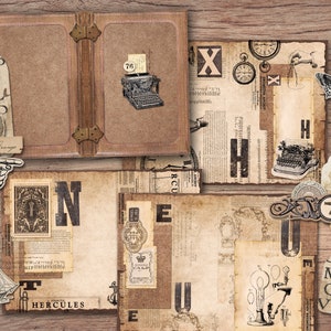 Vintage Grunge Junk Journal Kit (printable JPG Pages With Ephemera ...