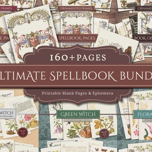 Alle Spellbook-pagina's (160+ geïllustreerde pagina's in PDF, JPG), Ultimate Spell Book Bundle, Grimoire, Book of Shadow, Instant Digital Download