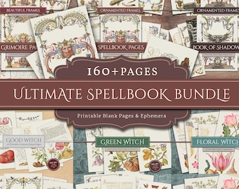 Alle Spellbook-Seiten (160+ Illustrierte Seiten in PDF, JPG), Ultimatives Zauberbuch-Bundle, Grimoire, Buch der Schatten, sofortiger digitaler Download