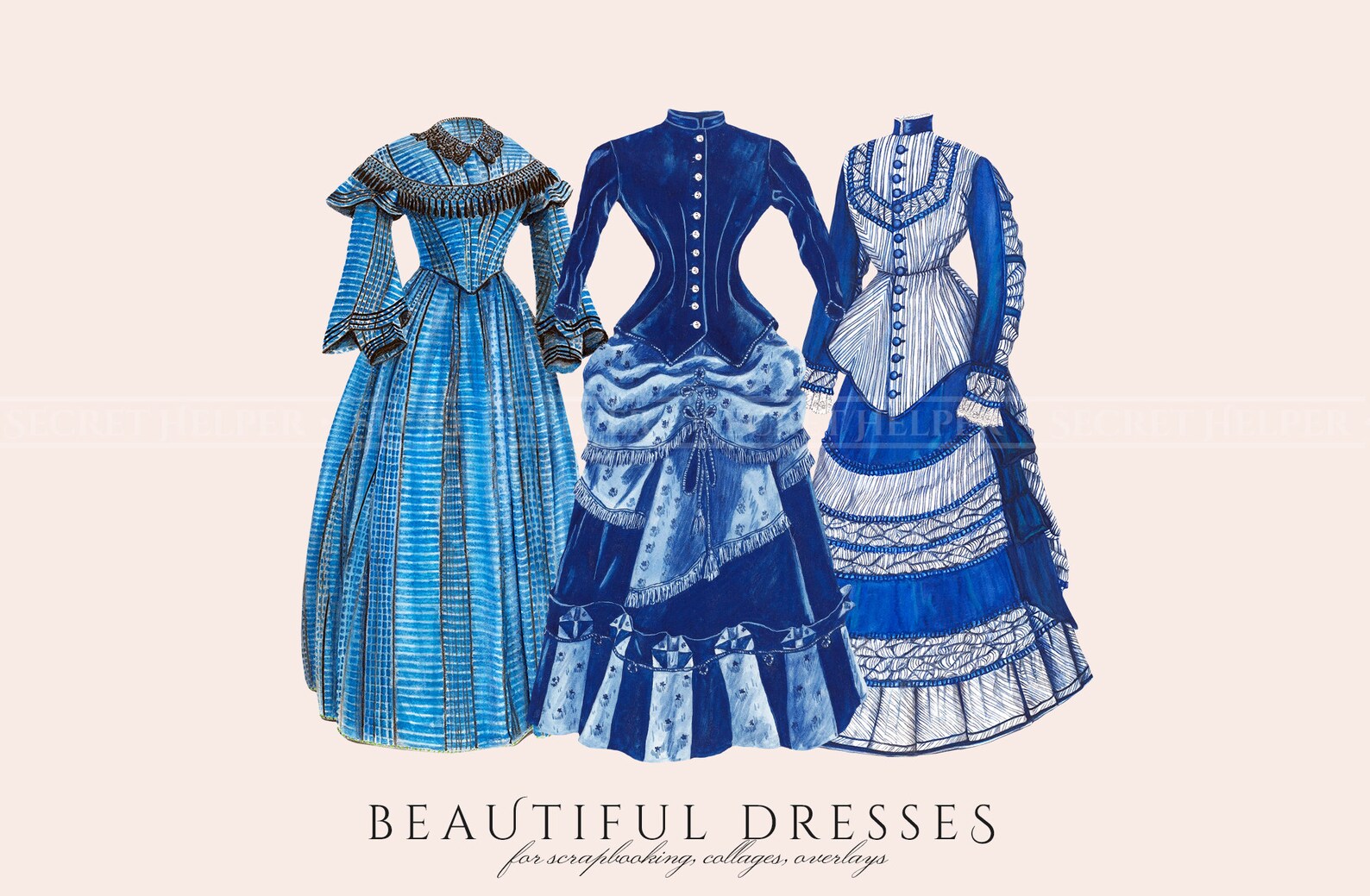 Victorian Regency Dresses Clipart Illustrations in PNG Etsy UK