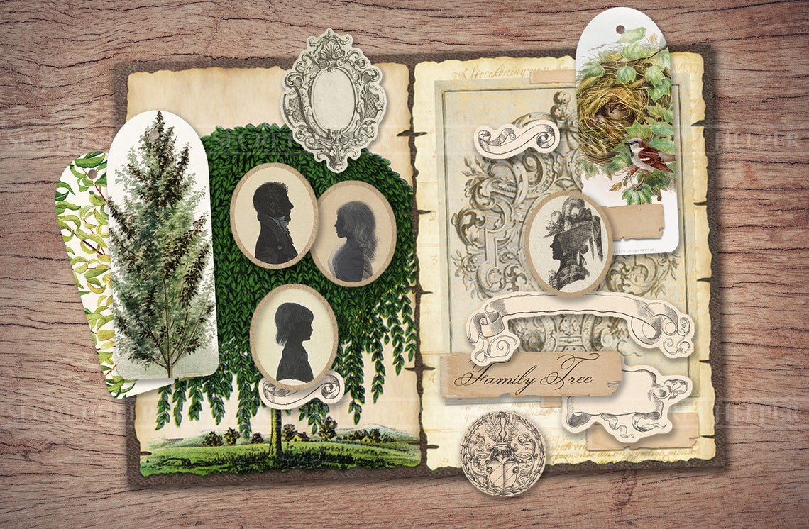 Family History Junk Journal Kit printable JPG Pages With Etsy