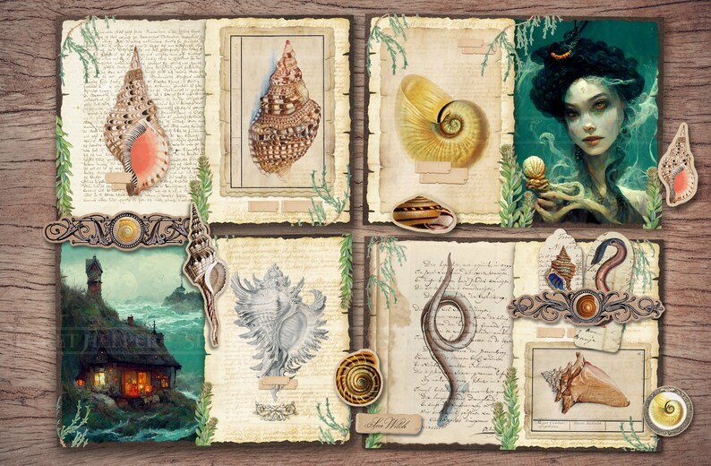 Sea Witch Junk Journal Kit (printable JPG Pages With Ephemera, Cover ...
