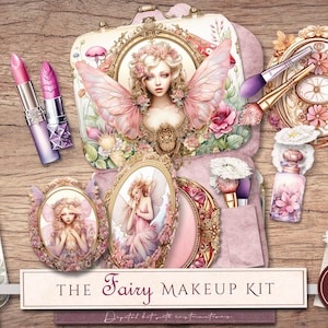 Kit de maquillage de fée imprimable (en JPG), folio princesse champignon, complément pour journal indésirable, travaux manuels pour filles, maquillage, accessoire papier, téléchargement numérique